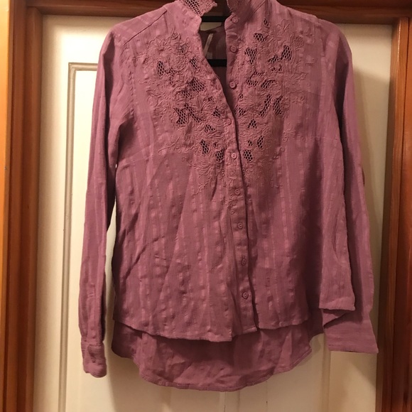 Free people purple Victorian style button shirt - Picture 3 of 6